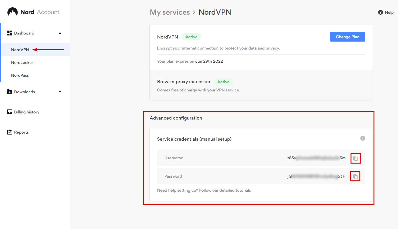NordVPN Dashboard - Taken from NordVPN website